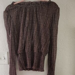 Joie Brown Blouse Long Sleeve Alaska Around The Neck The Waist Size Medium